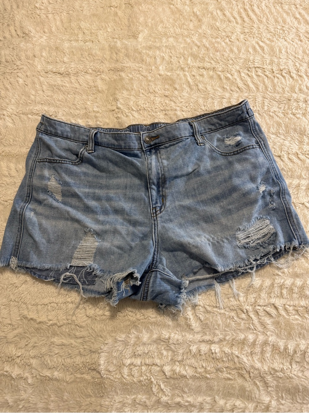 Aerie by American Eagle Distressed Denim Cutoff Shorts XL Light Wash